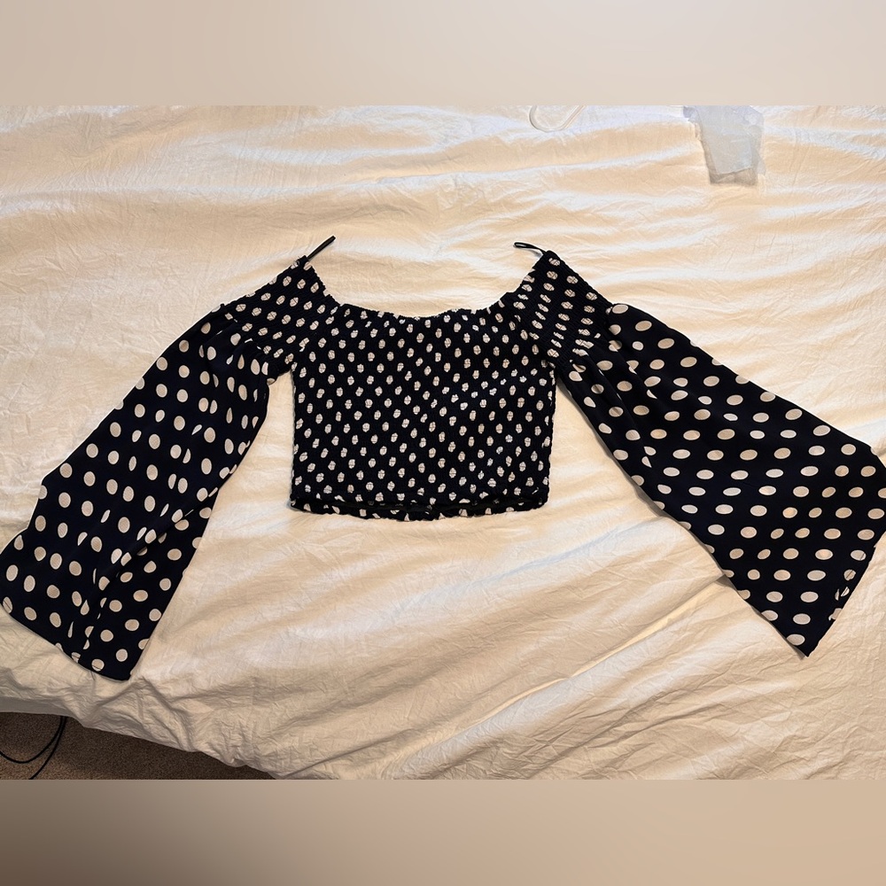 Black and white polka dot crop top